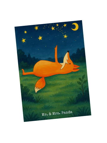 Mr. & Mrs. Panda Postkarte Fuchs Sterne Design ohne Spruch in Weiß