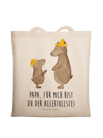Mr. & Mrs. Panda Tragetasche Bären mit Hut mit Spruch in Creme