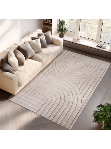 KADIMA DESIGN Teppich Kurzflor Boho Muster Microfaser Baumwolle Wohnzimmer in Creme