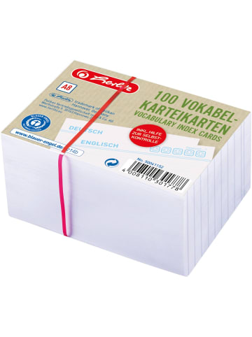 Herlitz Karteikarten / Vokabelkarten A8 liniert 200g/qm weiß Packung mit 100 Stück