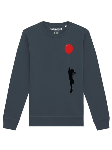 wat? Apparel Sweatshirt Mädchen mit Luftballon (print) in India Ink Grey