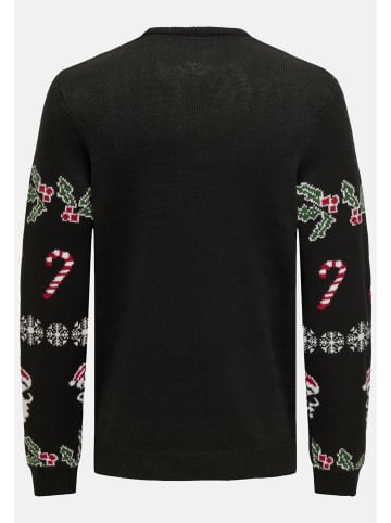 Only&Sons Pullover 'XMAS REG 5 ALLOVER' in schwarz