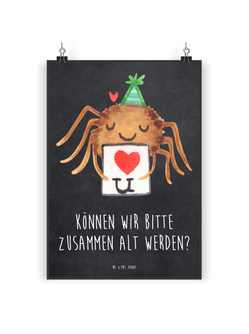 Mr. & Mrs. Panda Poster Spinne Agathe Brief mit Spruch in Kreidetafel