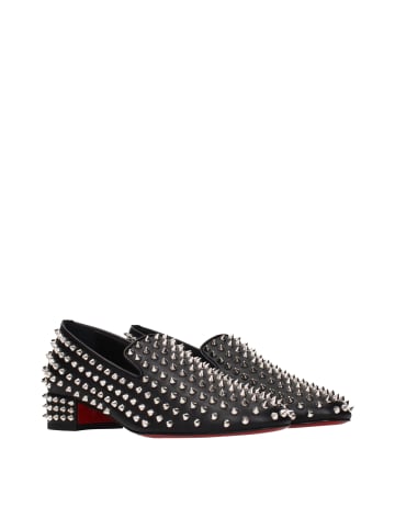 christian louboutin Schwarz Leder Slip-On Loafer