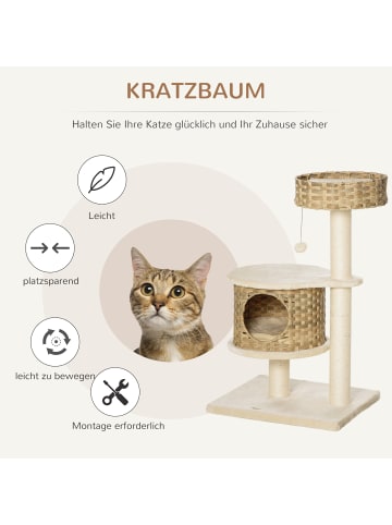 Pawhut Kratzbaum Natur+Beige 55L x 47B x 95H cm