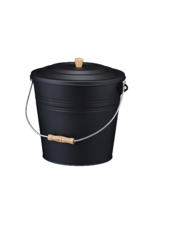 relaxdays Ascheeimer in Schwarz - 12 l