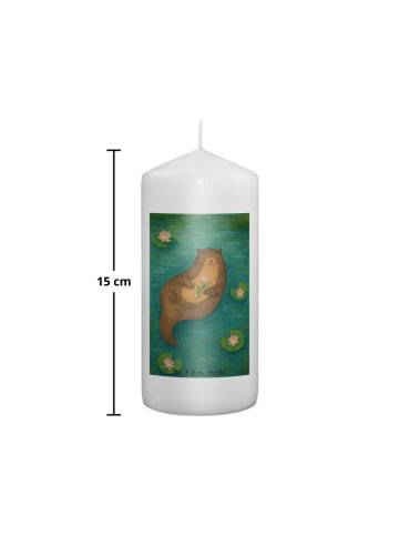 Mr. & Mrs. Panda Laternenkerze Otter Seerose Design ohne Spruch in Weiß