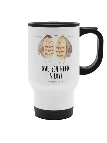 Mr. & Mrs. Panda Thermobecher Eulen Liebe mit Spruch in Weiß