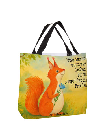 Mr. & Mrs. Panda Tote Bag Eichhörnchen Blume Design mit Spruch in Weiß