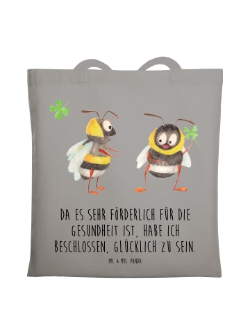 Mr. & Mrs. Panda Laptoptasche Hummeln Kleeblatt mit Spruch in Light Grey