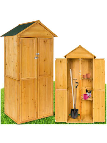 tectake Gartenschrank mit Satteldach Kadi 80,5 x 60 x 213,5 cm, braun