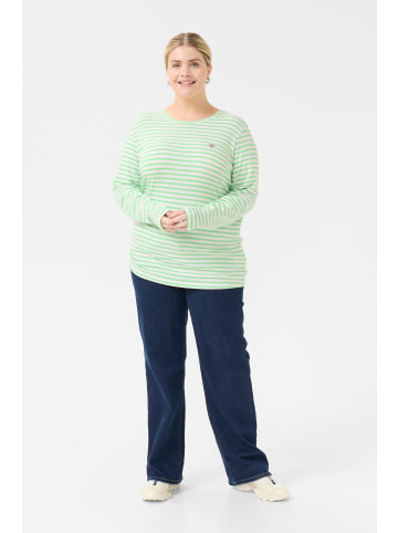 KAFFE curve Langarm-Shirt KClia in Chalk/Green- Grey Heart