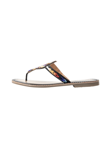 usha FESTIVAL Damen Sandalen Mit Perlenstickerei in Schwarz Mehrfarbig