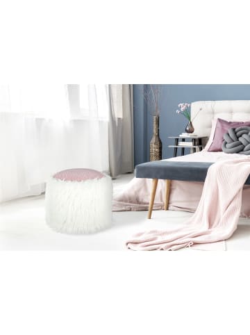 Kayoom Sitzkissen Fellpouf Bobtail in weiß - rosa
