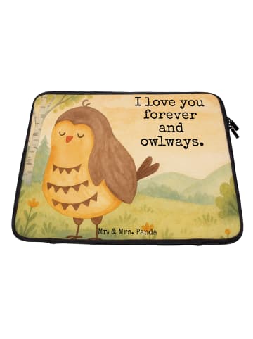 Mr. & Mrs. Panda Laptop Tasche Eule Zufrieden Design mit Spruch in Weiß