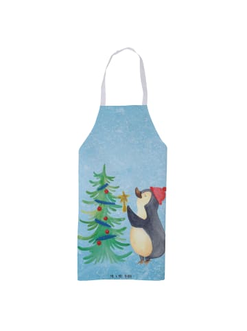 Mr. & Mrs. Panda Schürze Pinguin Weihnachtsbaum ohne Spruch in Eisblau