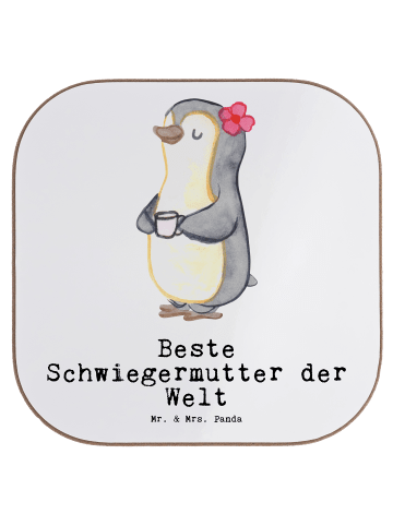 Mr. & Mrs. Panda Untersetzer Pinguin Beste Schwiegermutter der W... in Weiß