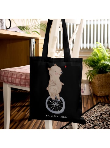 Mr. & Mrs. Panda Shopping Bag Bär Einrad fahren ohne Spruch in Schwarz