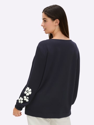 sheego Sweatshirt in tiefblau-champagner-bedruckt
