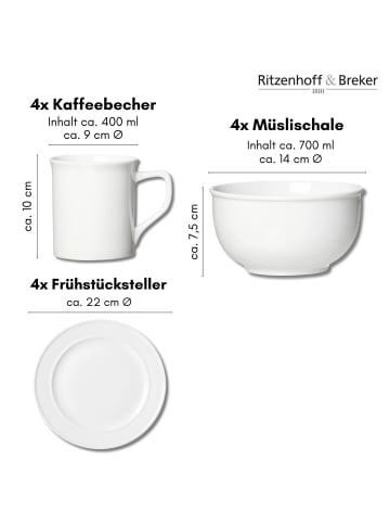 Ritzenhoff & Breker 12er Set Frühstücksset Simple in weiß