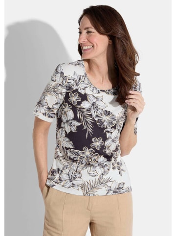 GOLDNER Kurzgröße:  Shirt Shirt in weiß / schwarz / pfirsich / gemustert