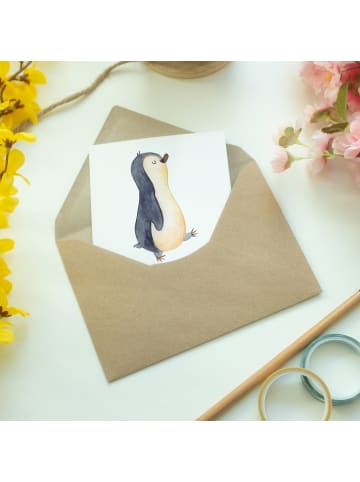 Mr. & Mrs. Panda babykarte Pinguin mHerzieren mit Spruch in Weiß