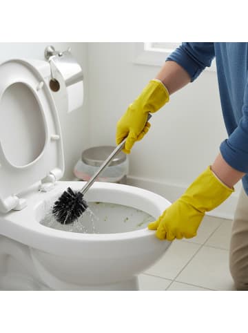 relaxdays 6-tlg. WC-Bürste-Set in Schwarz/ Silber - (L)35,5 x (Ø)8 cm