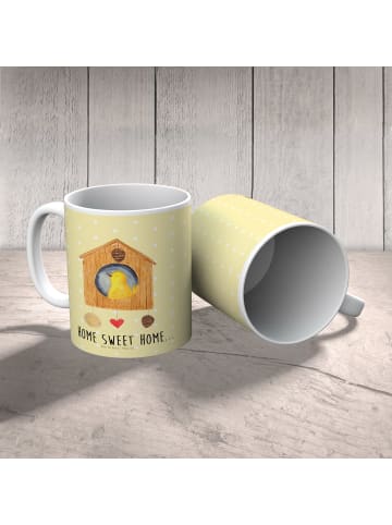 Mr. & Mrs. Panda Kinderbecher Vogelhaus Home mit Spruch in Gelb Pastell