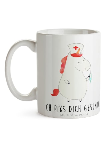 Mr. & Mrs. Panda Dekotasse Einhorn Krankenschwester mit Spruch in Weiß