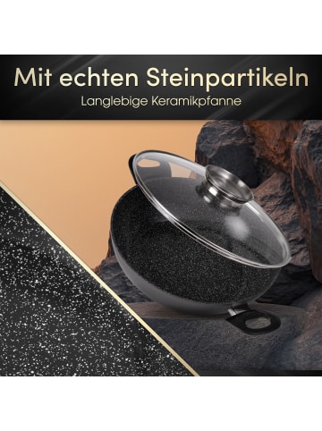 Stoneline Keramik Servierpfanne 28 cm | mit Deckel in Anthrazit