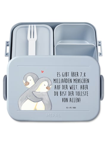 Mr. & Mrs. Panda MEPAL Bentobox Pinguine Kuscheln Motiv mit Spruch in Blau Pastell