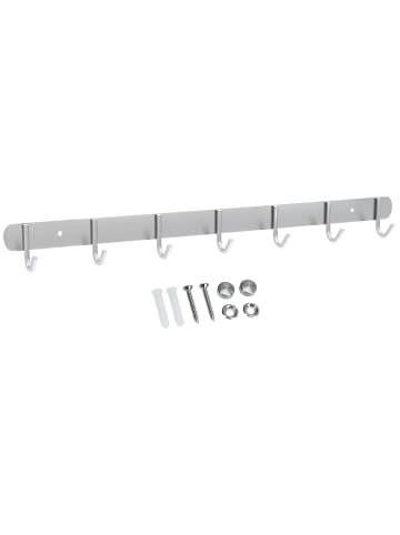 Intirilife Garderobenleiste - Kleiderhaken Garderobe in Silber - Modell E (7 Haken)