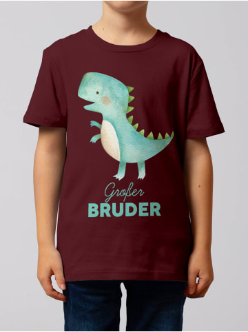 wat? Apparel T-Shirt Dinosaurier 03 Großer Bruder in Weinrot