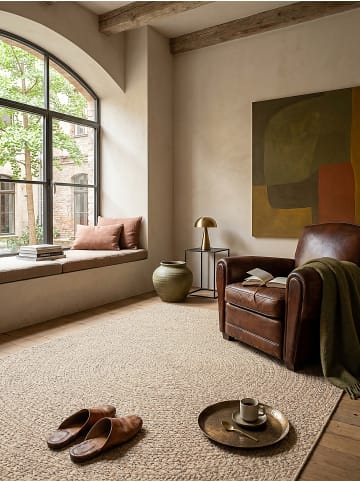 KADIMA DESIGN Flachwebteppich Uni flachgewebt pflegeleicht Wohnzimmer Flur Esszimmer in Natur