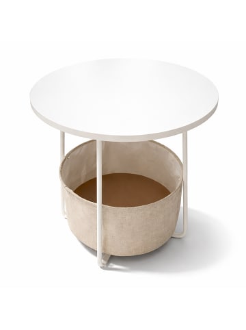 relaxdays Beistelltisch in Weiß/ Beige - (H)50 x Ø5 cm