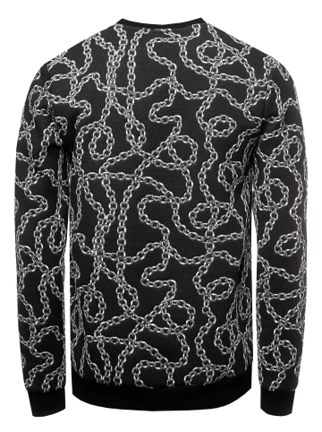 Rusty Neal Jacquard Sweater im Iron Design in Schwarz