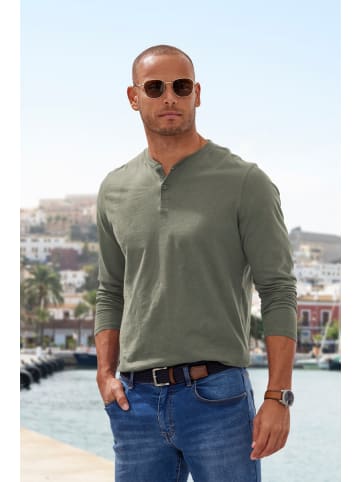 H.I.S Langarmshirt in khaki / blau