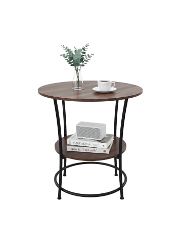 relaxdays Beistelltisch in Braun/ Schwarz - (H)55 x Ø 55 cm