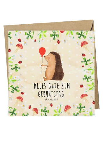Mr. & Mrs. Panda Grußkarte Igel Luftballon mit Spruch in Naturpapier