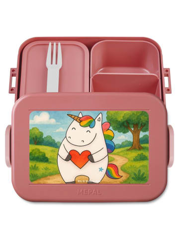 Mr. & Mrs. Panda Brotdose Einhorn Herz Design ohne Spruch in Rot Pastell