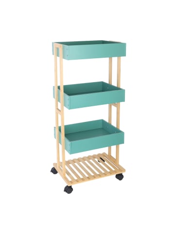 relaxdays Servierwagen in Weiß/ Mint - (B)40 x (H)88 x (T)30 cm