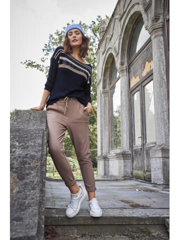 Laura Scott Strickpullover in marine-beige gestreift