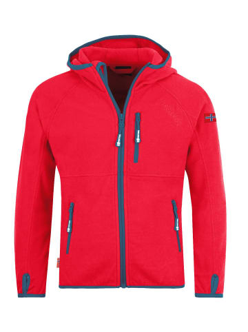 Trollkids Fleece Jacke "Sandefjord" in Rot/Petrol