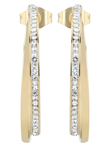 Adeliás Damen Ohrringe aus Edelstahl mit Strass Steinchen in gold