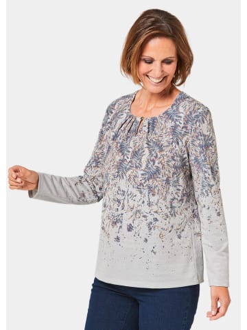 GOLDNER Shirt Schönes Druckshirt mit aufwendigem Ausschnitt in hellflieder / gemustert