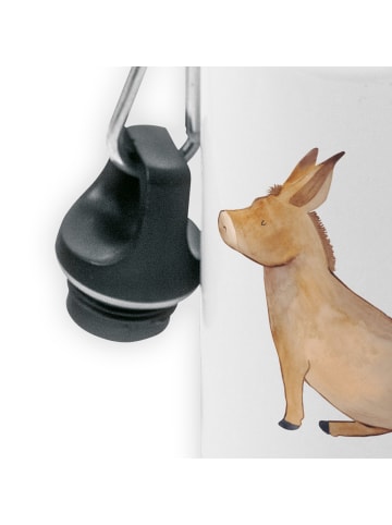 Mr. & Mrs. Panda Sportflasche Esel ohne Spruch in Weiß