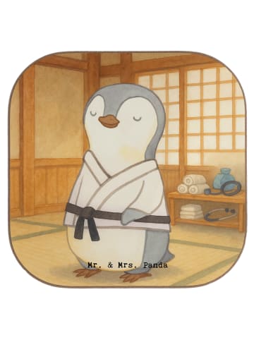 Mr. & Mrs. Panda Bierdeckel Pinguin Karate Design ohne Spruch in Weiß