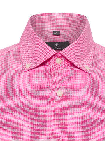 Nils Sundström Freizeithemd mit Leinen-Anteil in altrosa weiß - 0008
