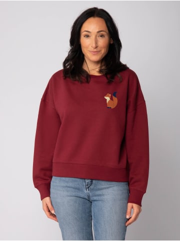 wat? Apparel Sweatshirt Cute Fox in Weinrot