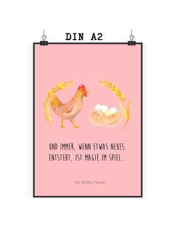Mr. & Mrs. Panda Artprint Huhn Stolz mit Spruch in Rot Pastell